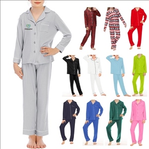 Cotton Plain Boys Girls Pajamas Red Kids Pajamas